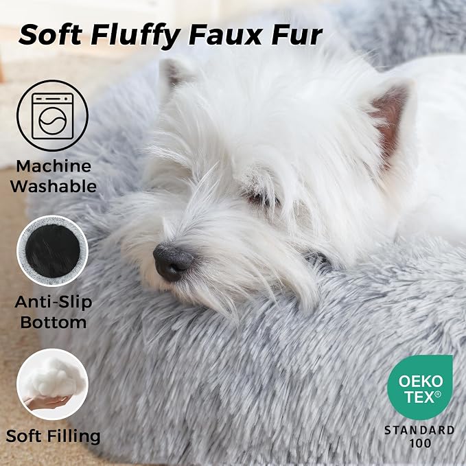 Calming Dog Bed & Cat Bed for Indoor Cats, Medium Size Washable Anti-Slip - Image 3