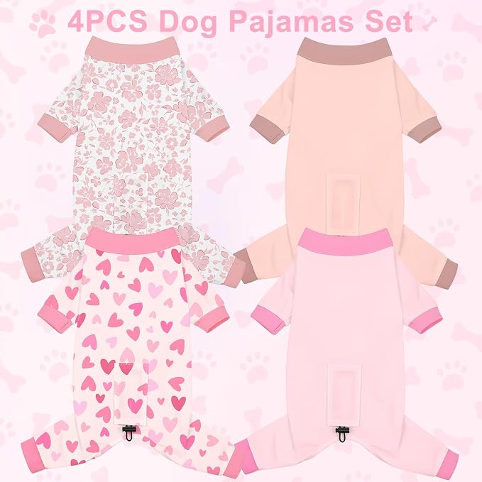 Bienbee Dog Pajamas, 4 Pack Dog Recovery Suit Shedding Suit Cute Soft Puppy - Image 2