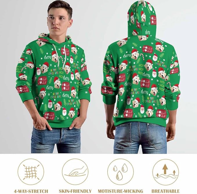 Artsadd Custom Face Unisex athletic Pockets Sweatshirt Loose Hoodie Custom - Image 7