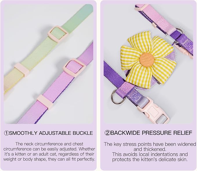 Rainbow Sunflower Cat Harness Set - Image 6