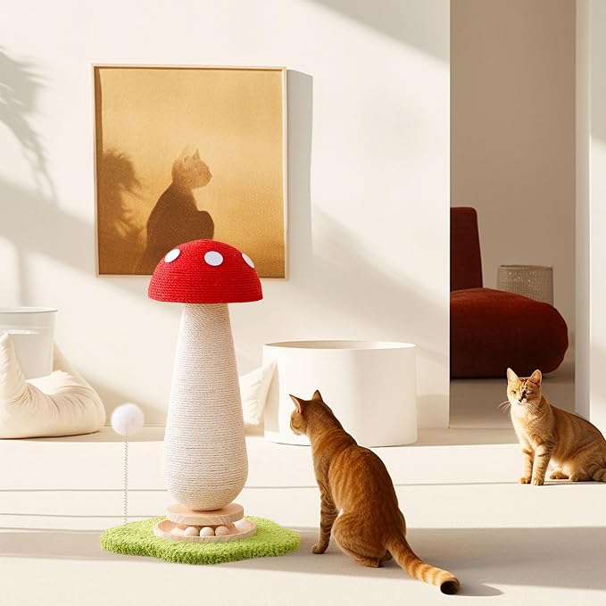 Mushroom Cat Scratching Post Cat Tree, 21.5‘’ H Cute Cat Scratcher Tower - Image 6