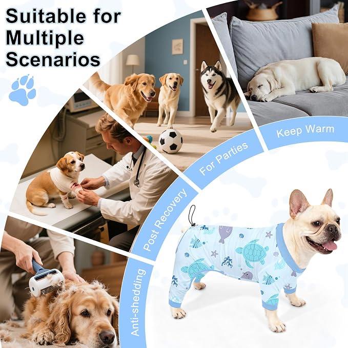 Bienbee Dog Pajamas, 4 Pack Dog Recovery Suit Shedding Suit Cute Soft Puppy - Image 7