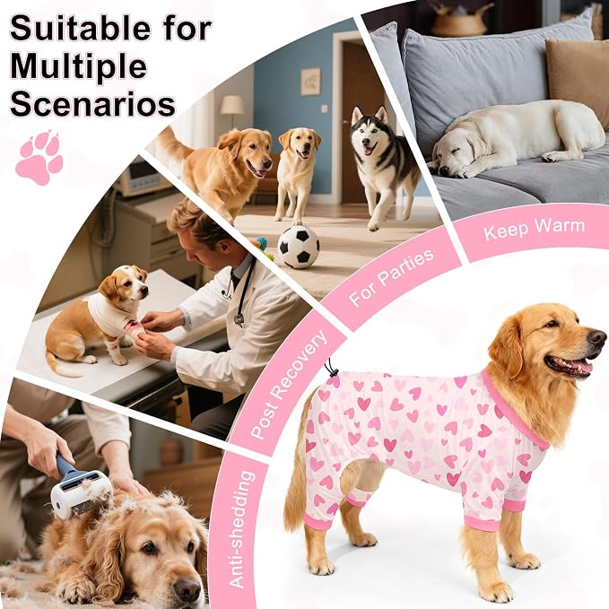 Bienbee Dog Pajamas, 4 Pack Dog Recovery Suit Shedding Suit Cute Soft Puppy - Image 7