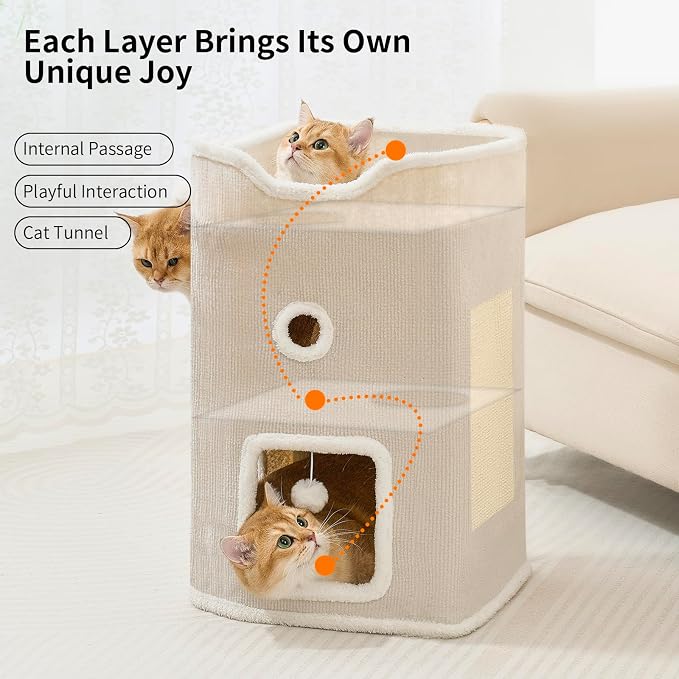 Cat House, Cat Beds for Indoor Cats, 2-Story Cat Condo Cube - Image 2