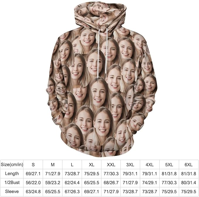 Artsadd Custom Face Unisex athletic Pockets Sweatshirt Loose Hoodie Custom - Image 2