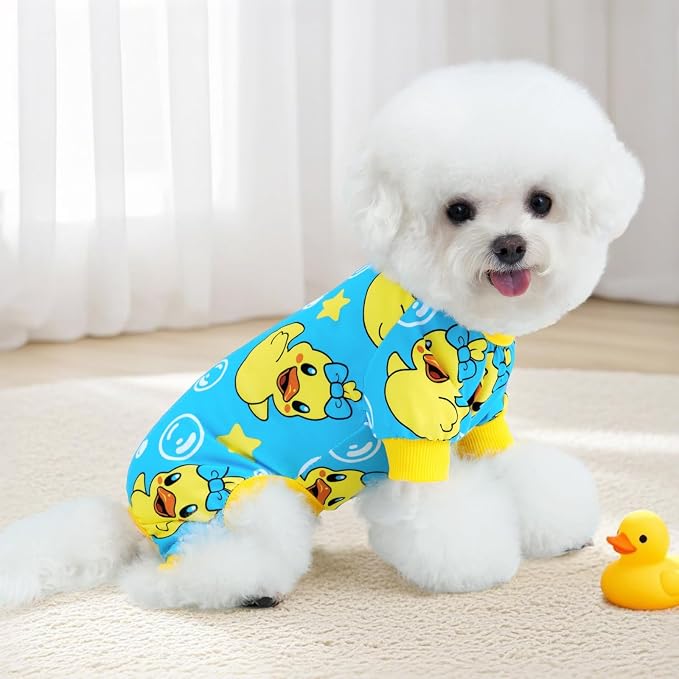 XPUDAC 4 Pieces Dog Pajamas Stretchy Dog Pjs Soft Cute Doggie Clothes - Image 3