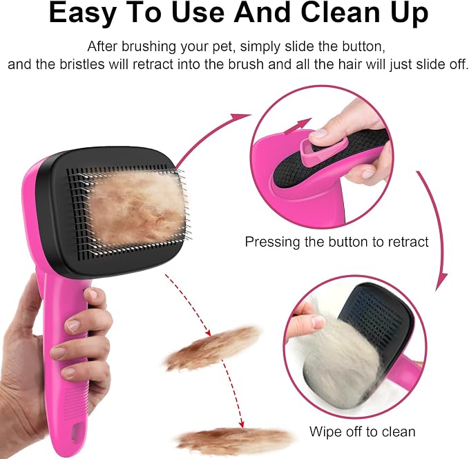 Self Cleaning Slicker Brush for Dog, Skin Friendly Shedding & Grooming Tool for - Image 3