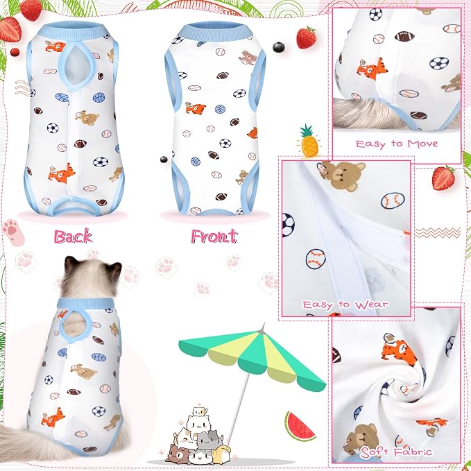 Nuanchu 3 Pieces Cat Recovery Suit Kitten Recovery Suit E-Collar Alternative - Image 4