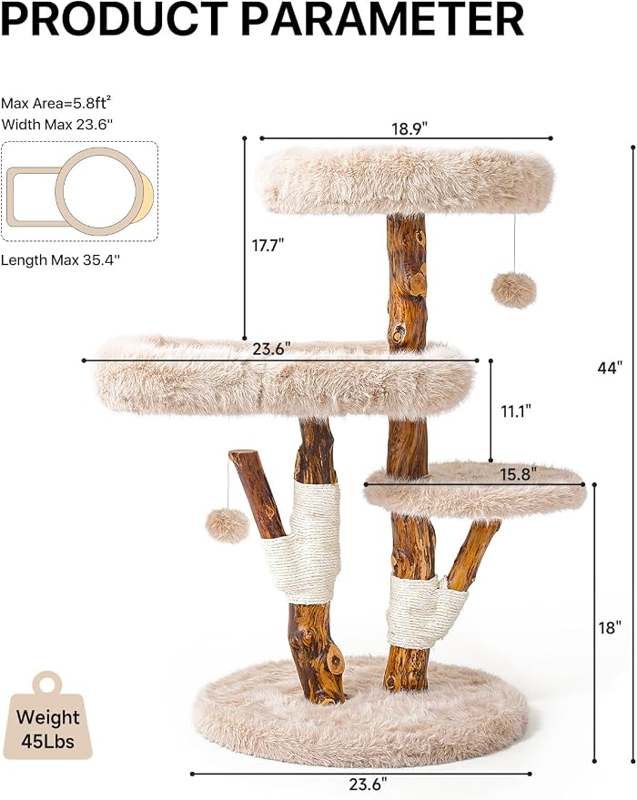 Aesthetic Cat Tree Tower for Large Cats, Large Cat Tree for Maine Coon Indoor - Image 8