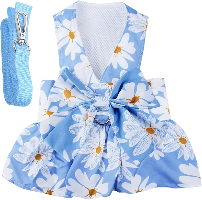 Dog Dress Bowknot Harness Leash Set by LAPOHI