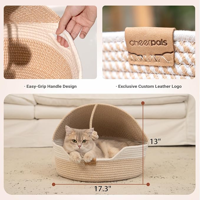 CHEERPALS Cat Basket Bed for Indoor Cats, Covered Pet Bed - Image 7