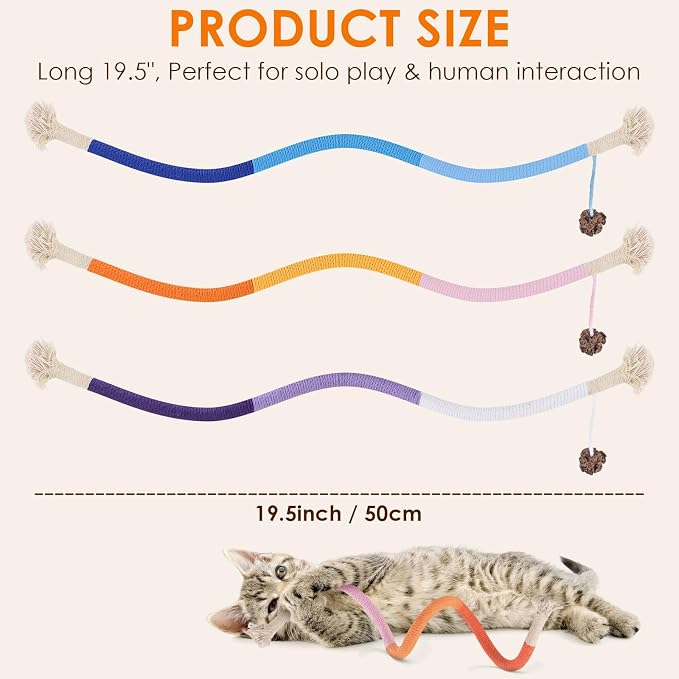 TINDTOP Cat Toys Chew Ropes, 3 Pack Interactive Cat Nip Kicker Toy - Image 6