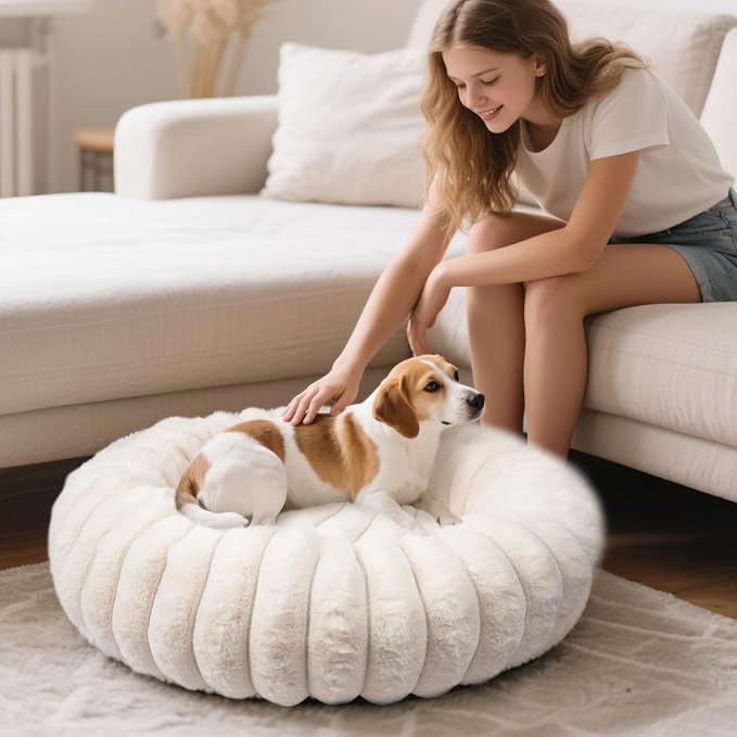 Warming Faux Rabbit Fur Pet Beds – Luxurious Donut Dog & Cat Bed, Anti-Anxiety - Image 9