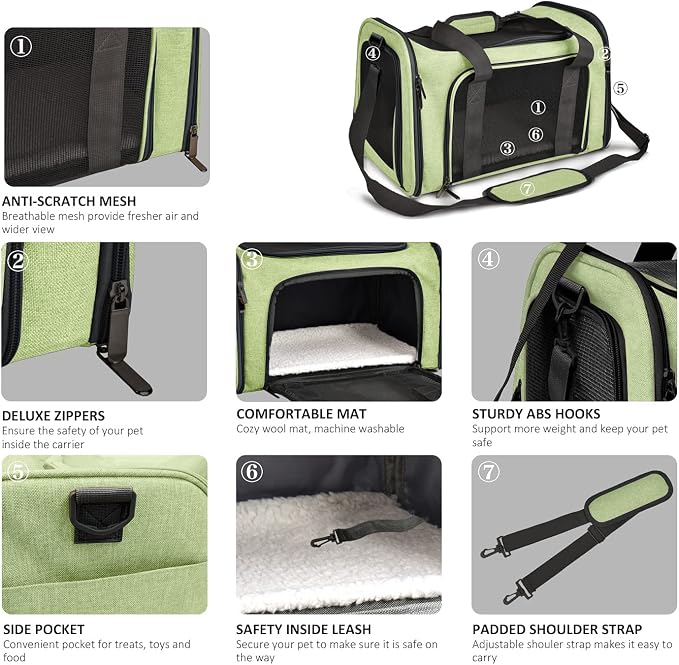 Henkelion Pet Carrier for Small Medium Cats Dogs Puppies up to 15 Lbs, Airline - Image 3