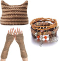CORIRESHA Therian Emo Clothing Cat Ear Y2k Beanie Grunge Fingerless Gloves by CORIRESHA