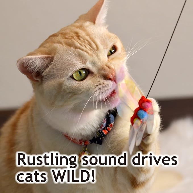 NECOICHI Crinkly Critters Dancing Dragonfly Trio Wire Cat Wand No.1 Selling Cat - Image 2