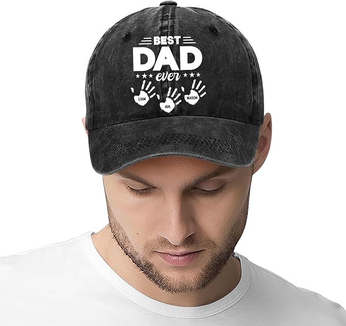 Personalized Vintage Washed Denim Dad Hat, Custom Baseball Cap - Image 6