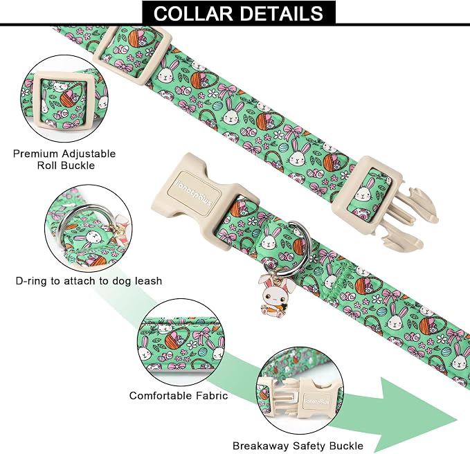 Lionet Paws Easter Dog Collar- Cute Green Eggs Dog Collars - Image 3