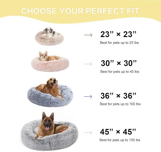 Bedfolks Calming Donut Dog Bed for Small Dogs & Cats, 23 Inches Round, Machine - Image 5