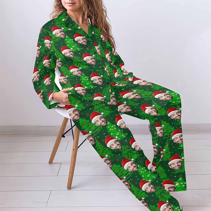 MyPupSocks Custom Face Pajamas for Women Set, Personalized Photo Long Sleepwear - Image 5