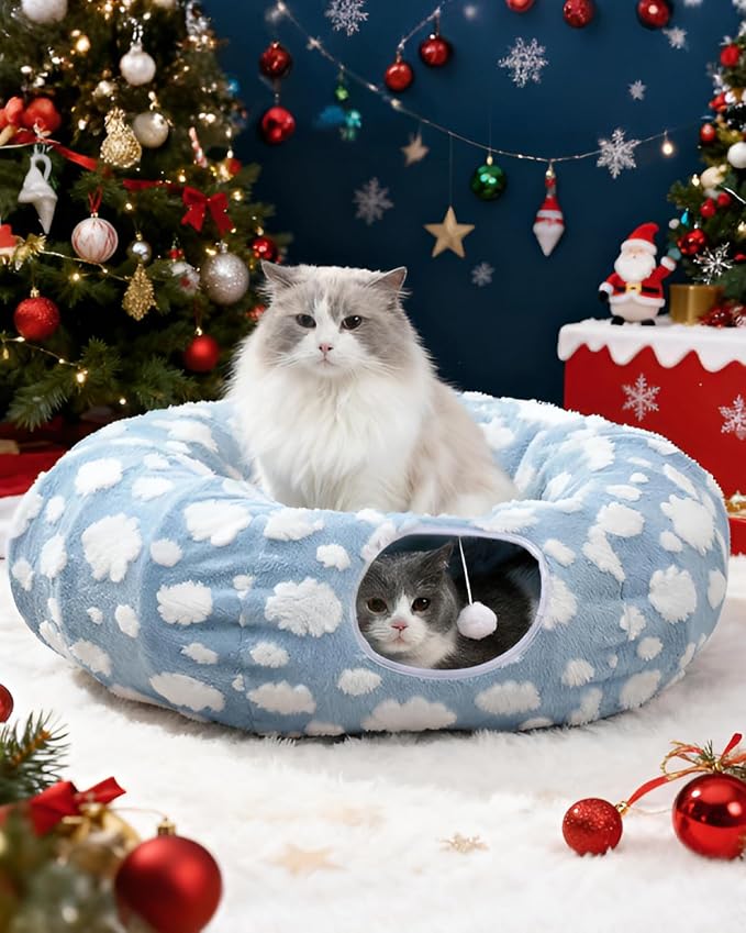 Grelife Cat Tunnel Bed for Indoor Cats, Cute Cat Tunnel Toys, Cat Donut Tunnel - Image 7