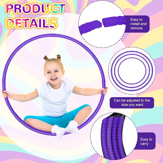 Shappy 6 Pcs Exercise Hoop Detachable Adjustable Plastic Toy Playground Toys - Image 2