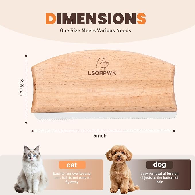 Deshedding Grooming Tool for Dogs, Cats & Horses, Pet Hair Brush, Works for - Image 4