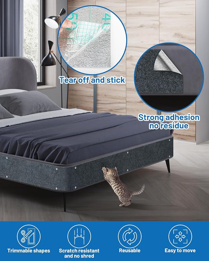 Cat Scratch Couch Furniture Protector, 78.7in x 15.8in Self-Adhesive Cat - Image 3