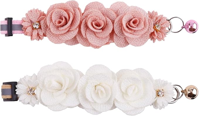 2 Pack Cat Collar Pink Floral - Image 4
