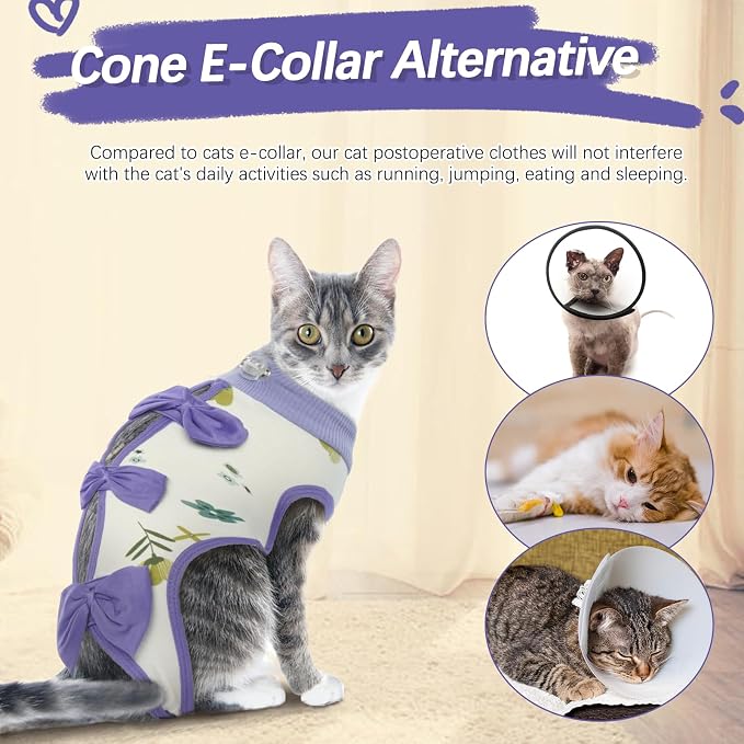 DENTRUN Cat Surgery Recovery Suit Anti Licking Spay Snuggly Vest, Pet Surgical - Image 7