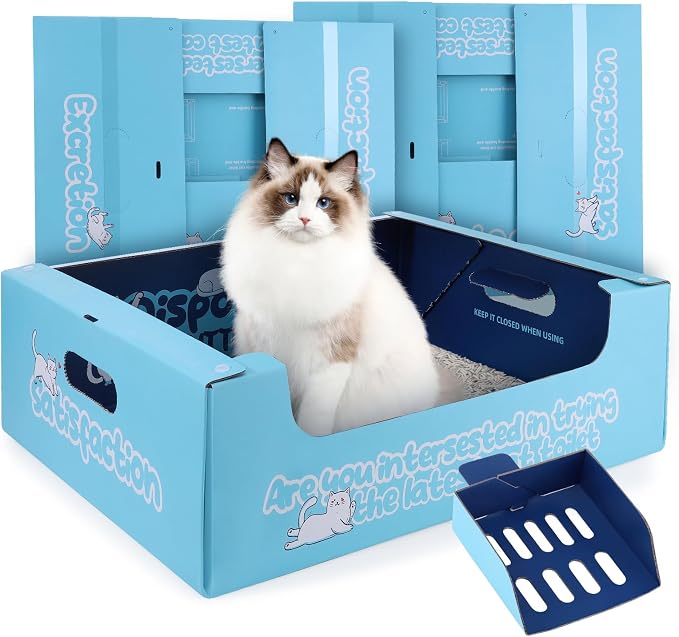 3 PCS Disposable Litter Boxes for Cats, 17.1x13.2x5.7 in Cat Litter Box by ondware