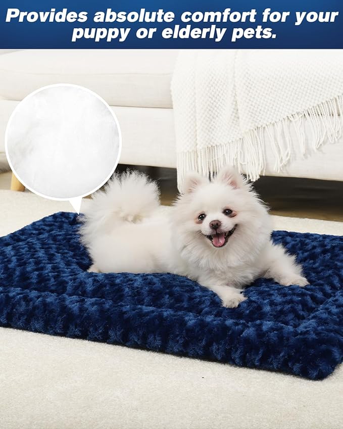 Washable Dog Bed Mat Dog Crate Pad Soft Fluffy Pet Kennel Beds Dog Sleeping - Image 4