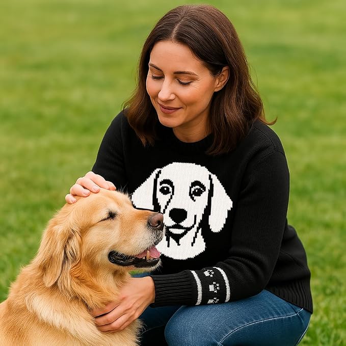 Custom Dog Knit Sweater for Women Personalized Pet Paw Print Pullover Dog Mom - Image 6