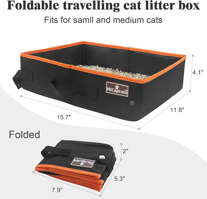 HiCaptain Portable Cat Travel Litter Box, Collapsible Cat Litter Carrier Tray - Image 2