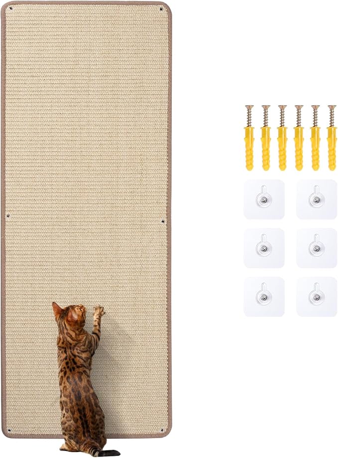 Natural Sisal Cat Wall Climbing Carpet, Wall Scratcher Carpet Mat Pad, Cat by Uranshin