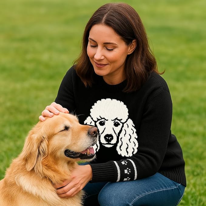 Custom Dog Knit Sweater for Women Personalized Pet Paw Print Pullover Dog Mom - Image 6
