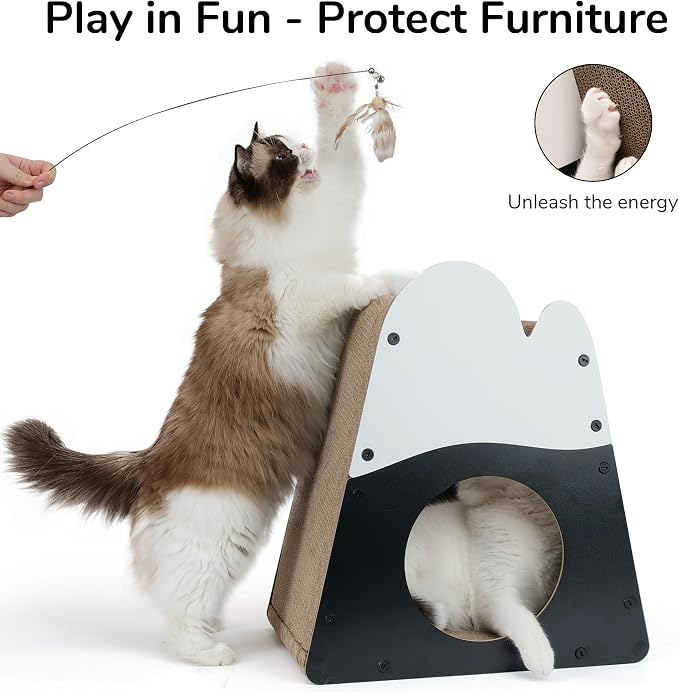 FUKUMARU Cat Scratcher House, 19.5 Inch Cozy Cardboard Cat Scratcher, Moutain - Image 8