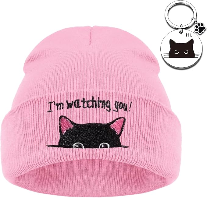 Women’s Cat Beanie, Cute Animal Knitted Hats Cat Lovers Gifts, Funny Christmas by Unknown