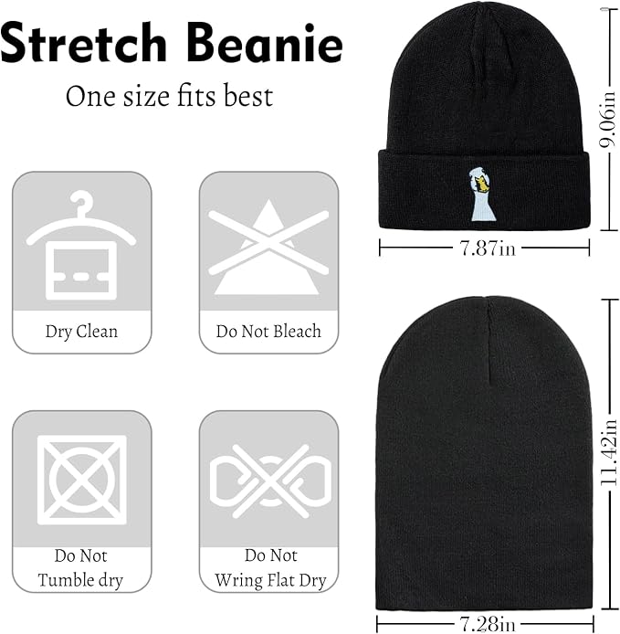 Funny Beanies Warm Knit Hats Fall Winter Black Hip Pop Knit Hat Cap - Image 6