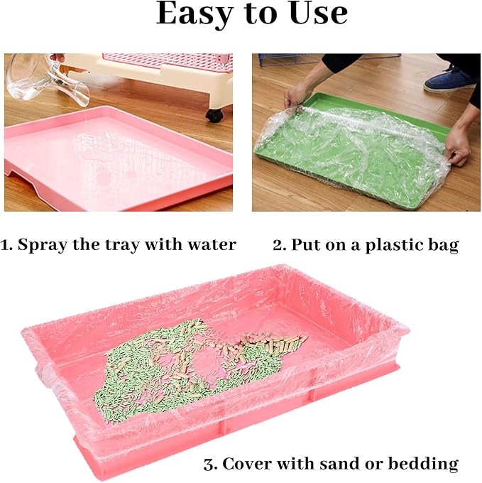 BNOSDM 100 PCS Disposable Rabbit Cage Liner Plastic Guinea Pig Cage Bedding - Image 8