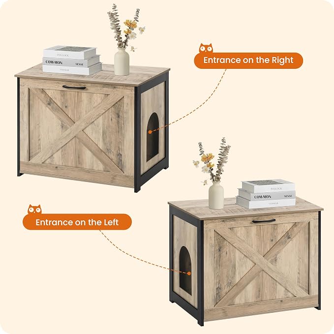 Dwanton Cat Litter Box Furniture Hidden, Cat Litter Box Enclosure, Reversible - Image 5