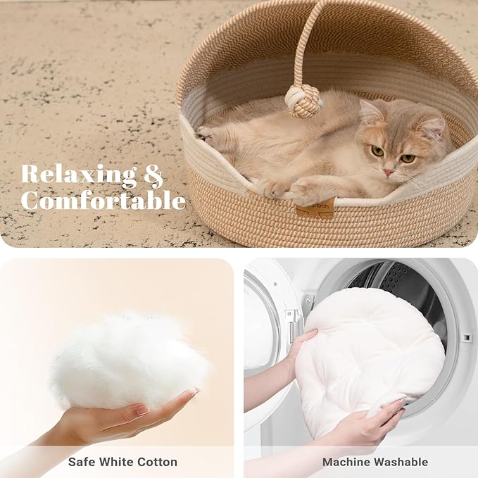CHEERPALS Cat Basket Bed for Indoor Cats, Covered Pet Bed - Image 4
