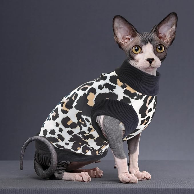 Idepet Cat Clothes Kitten Sweater Soft Kitten Shirt Cute Leopard Print Kitty - Image 3