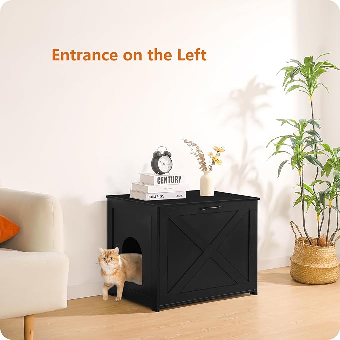 Dwanton Cat Litter Box Furniture Hidden, Cat Litter Box Enclosure, Reversible - Image 3