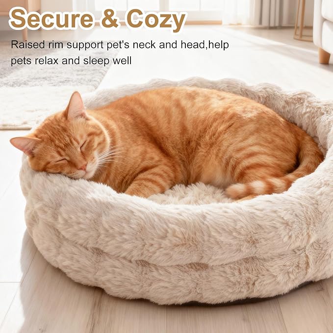 Cat Beds for Indoor Cats, Washable Round Beds for Small Dog and Cats, Soft - Image 2