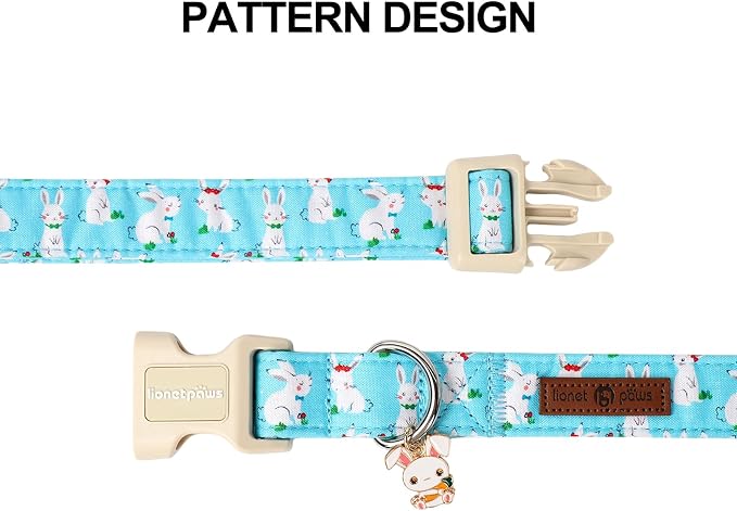 Lionet Paws Easter Dog Collar, Comfortable Adjustable Blue Rabbit Collar - Image 5