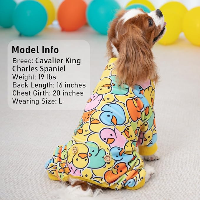 KYEESE Dog Pajamas Colorful Duck Pets Pjs Comfy Dogs Clothes Stretchable Pet - Image 5