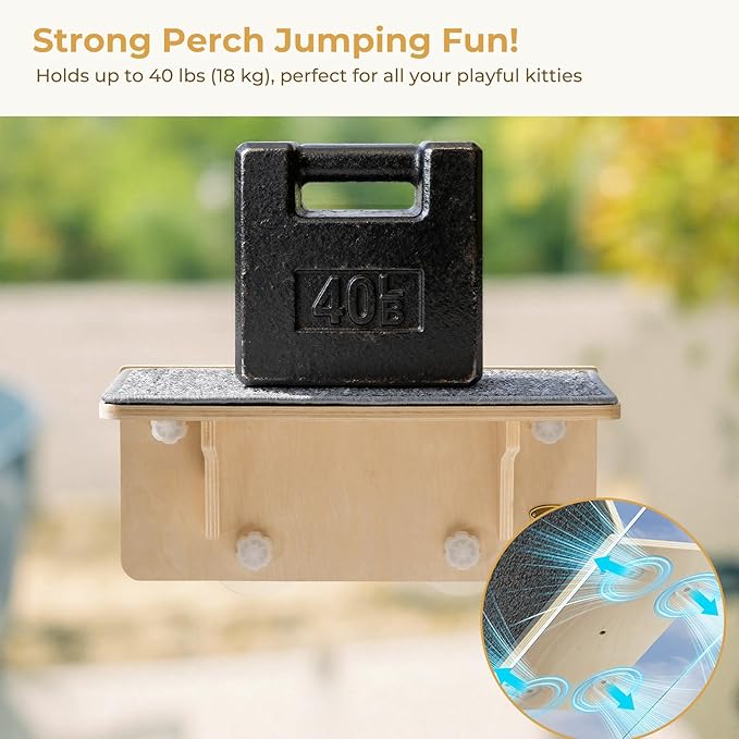 Pecute 2-in-1 Cat Window Perch & Wall Shelves, Cat Hammock Window - Image 5