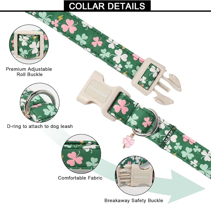 Lionet Paws St. Patrick Dog Collar- Cute Clover Green Dog Collars - Image 2