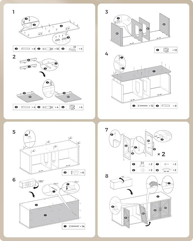Feandrea Double Cat Litter Box Enclosure, Modern Litter Box Furniture Hidden - Image 7